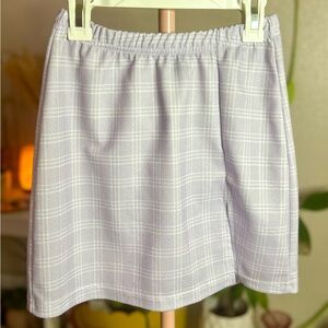 Lavender Plaid Mini Skirt with Slit (XS) NWOT